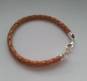 Armband flätat läderband sand